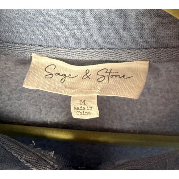 Sage & Stone Women's Crop Sweatshirt 1/4-Zip Blue Size M - Picture 2 of 4